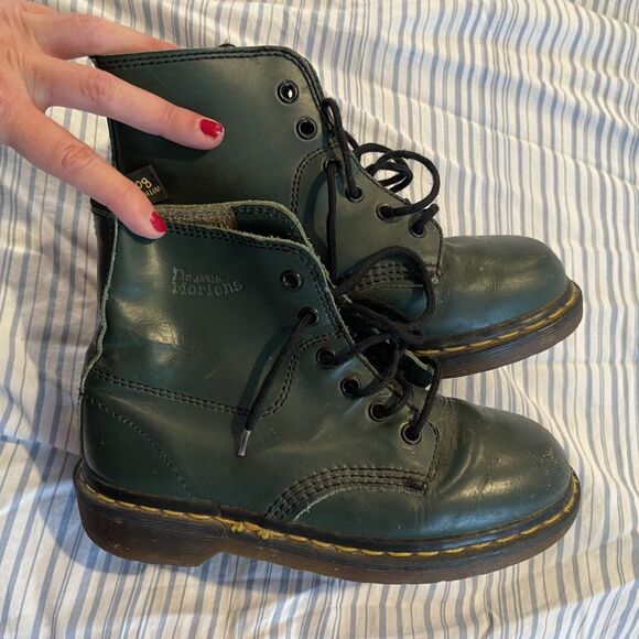 Vintage 80's Dr. Martens - Made in England - Kids 3 - Green - Picture 1 of 8